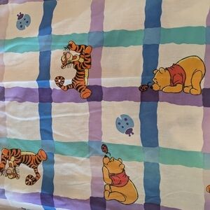 Vintage Winnie the Pooh Twin Flat Sheet Disney Bed Tigger Ladybugs Stripes
